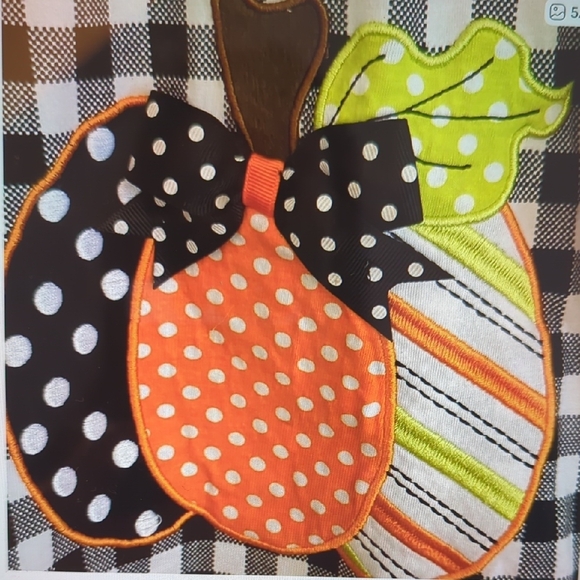 Rare Editions B/W Checked Fall Pumpkin With Ruffles On Hem And Cuffs Size 5 - Picture 5 of 10